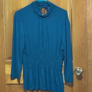 Chic Teal Gathered Women's Blouse